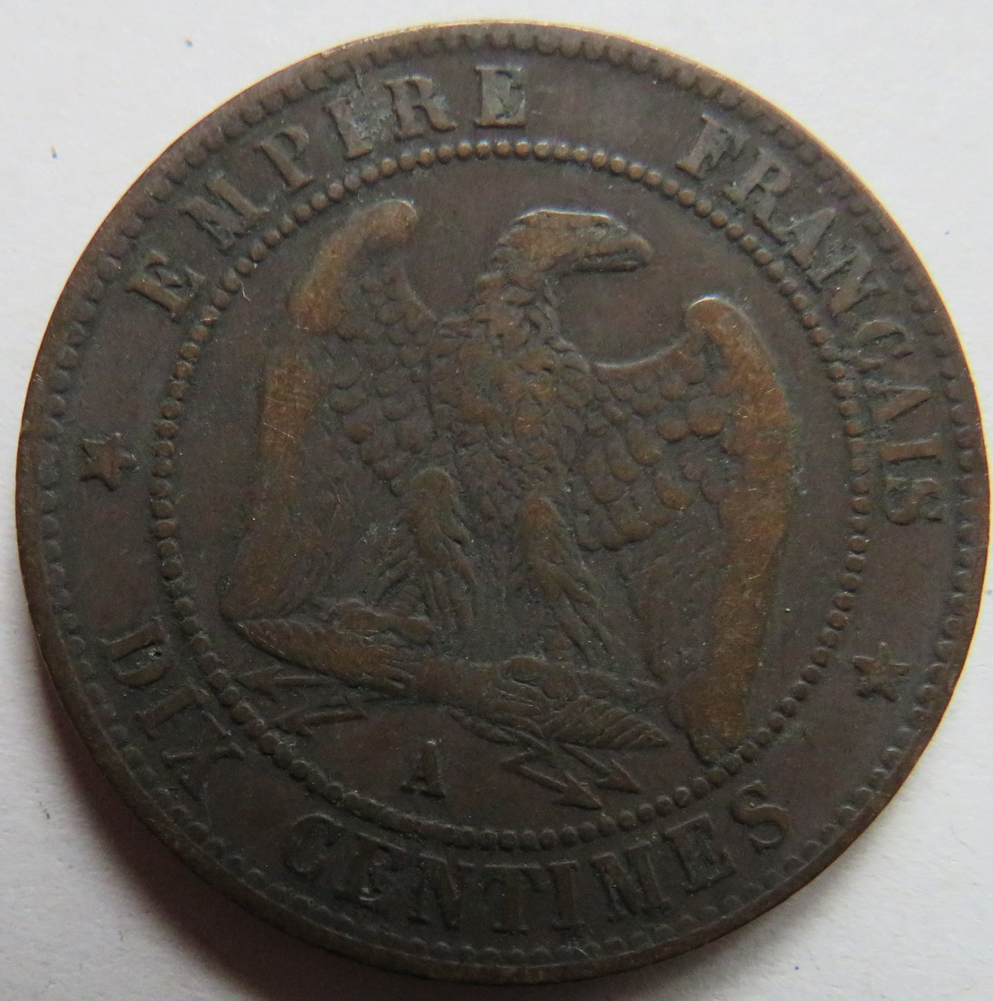 1856-A Napoleon III France 10 Centimes Coin