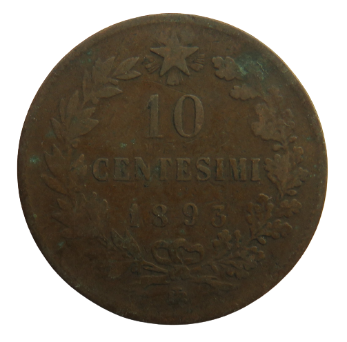 1893-B/I Italy 10 Centesimi Coin
