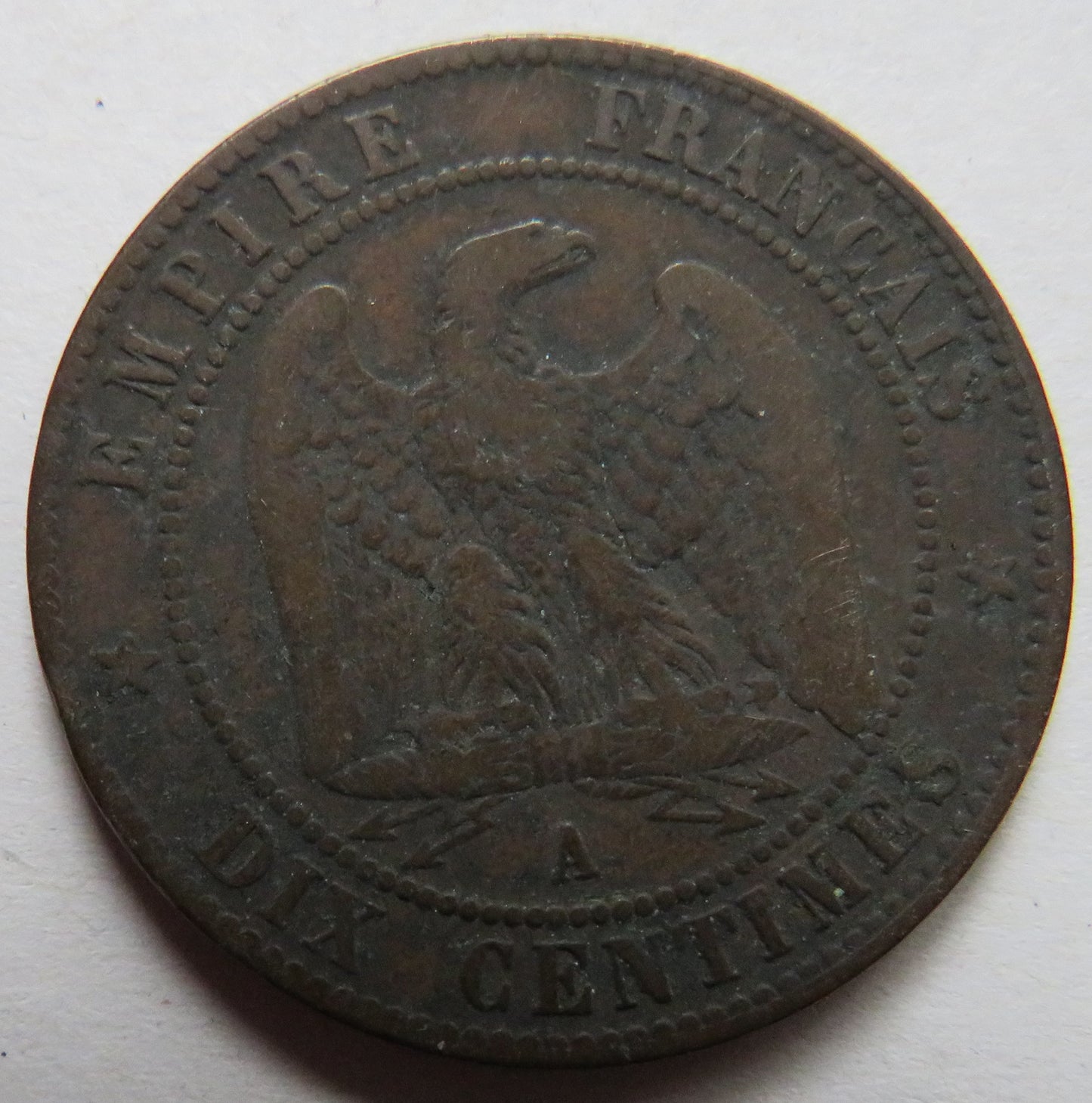 1856-A Napoleon III France 10 Centimes Coin