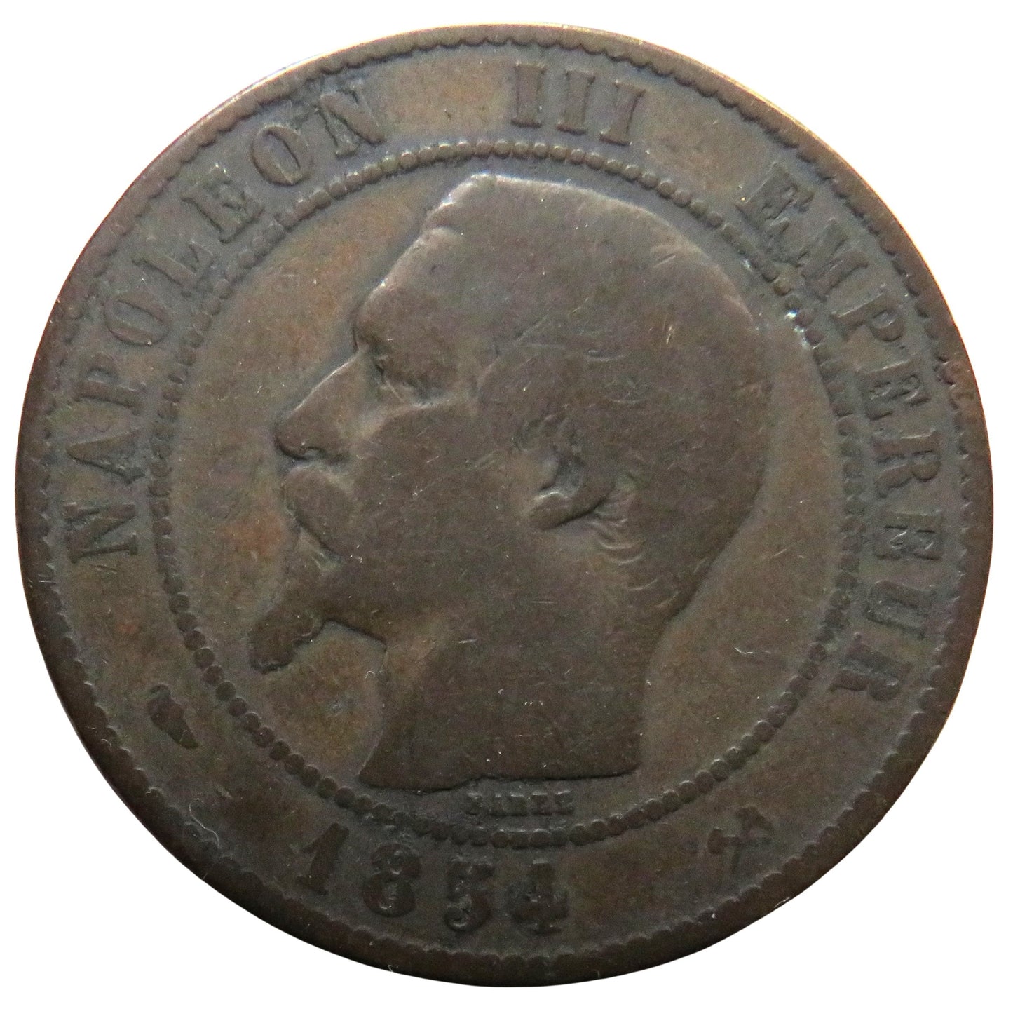 1854-B Napoleon III France 10 Centimes Coin