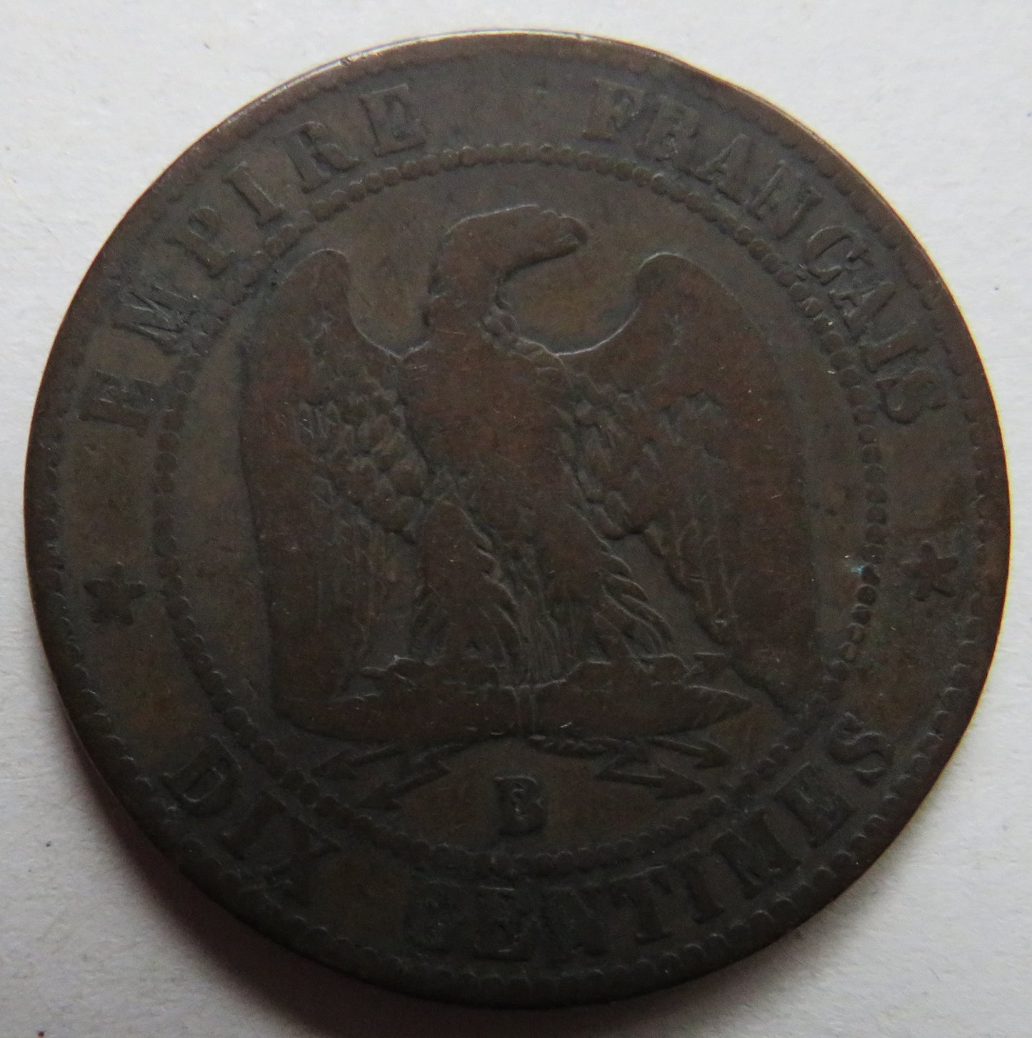 1854-B Napoleon III France 10 Centimes Coin