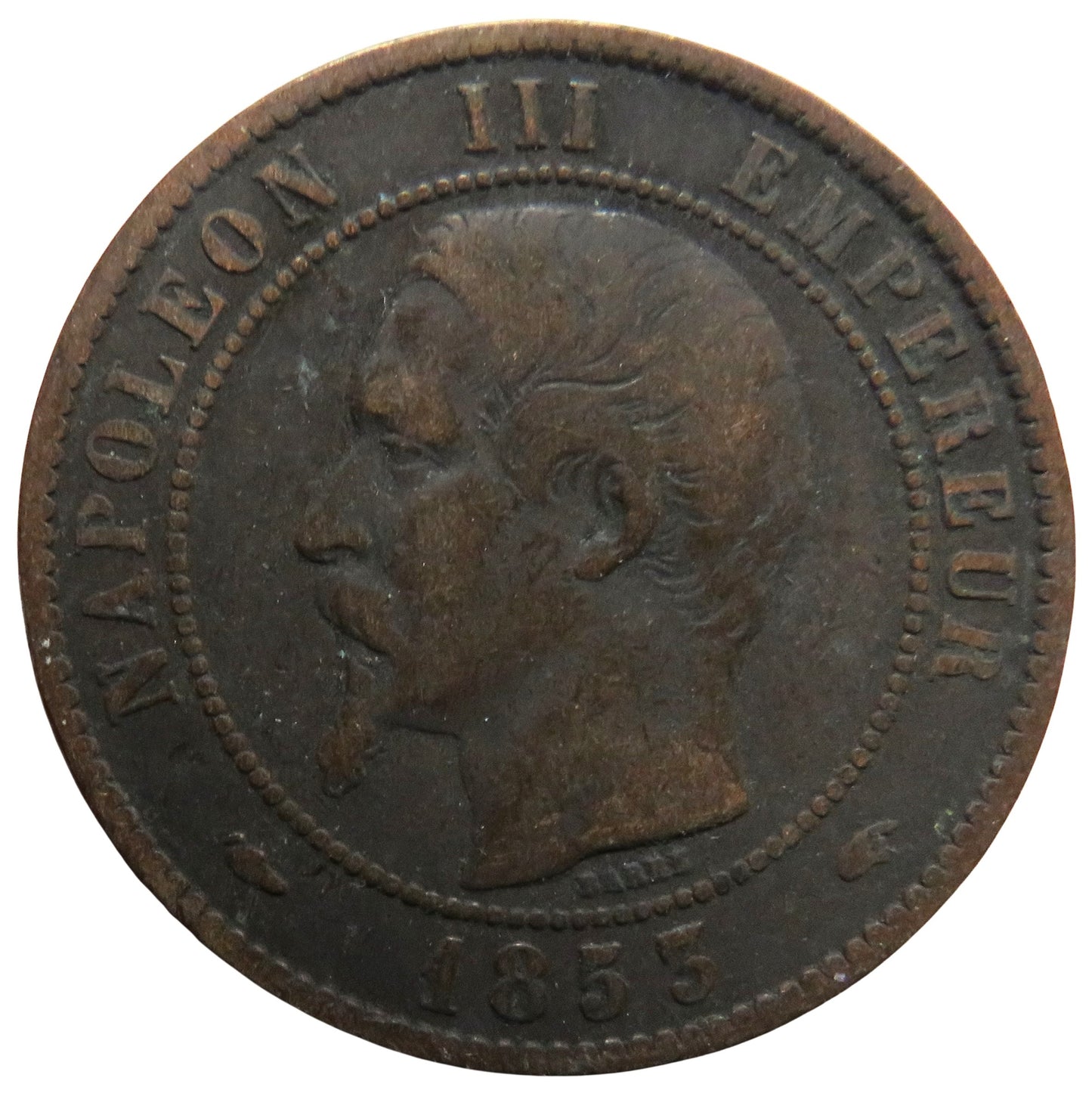 1853-A Napoleon III France 10 Centimes Coin