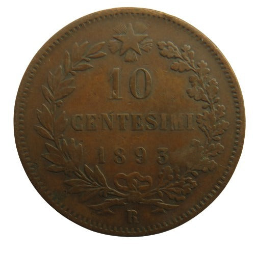 1893-R Italy 10 Centesimi Coin