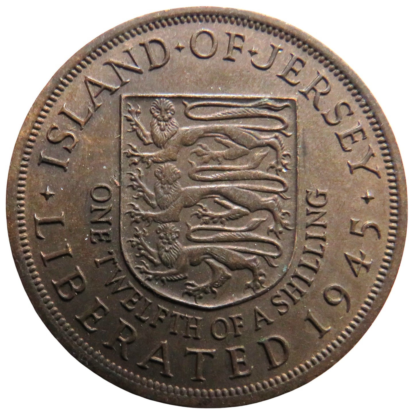 Island of Jersey Liberated 1945 1/12th of a Shilling Coin