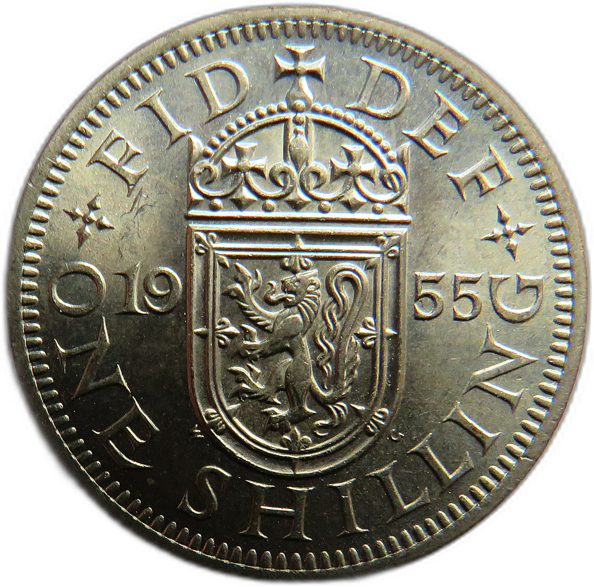 1955 Queen Elizabeth II (Scottish) Shilling Coin In High Grade - Great Britain