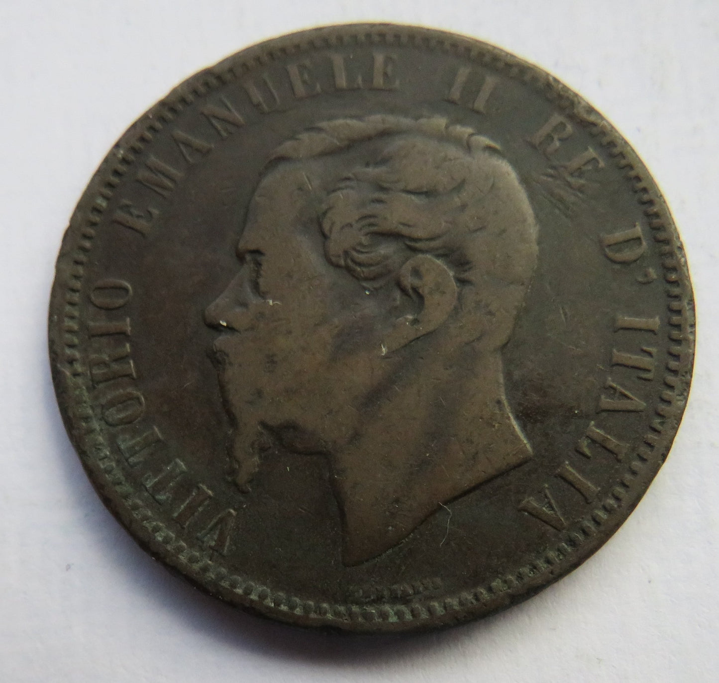 1866-M Italy 10 Centesimi Coin