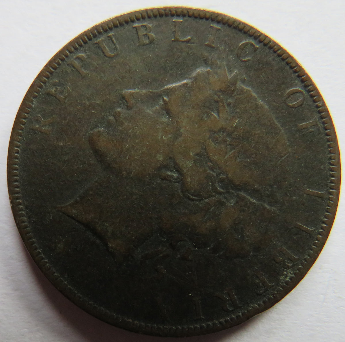 1896 Liberia 2 Cents Coin image 3
