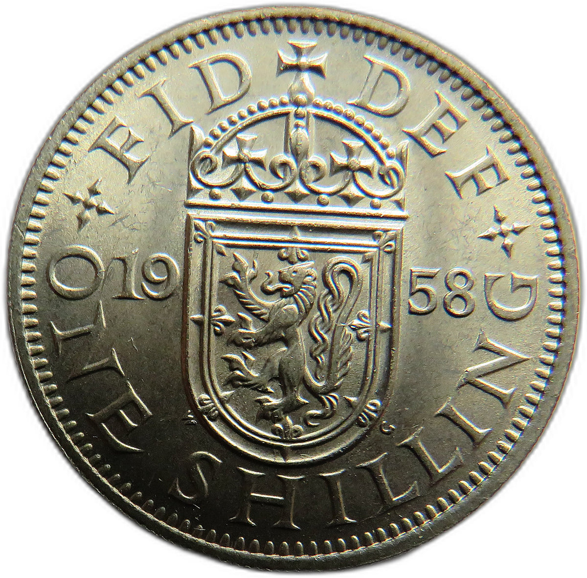 1958 Queen Elizabeth II (Scottish) Shilling Coin In High Grade - Great Britain