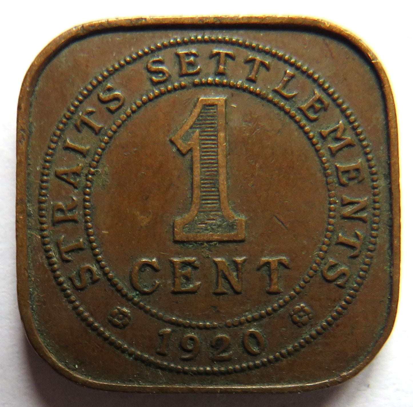 1920 King George V Straits Settlements One Cent Coin
