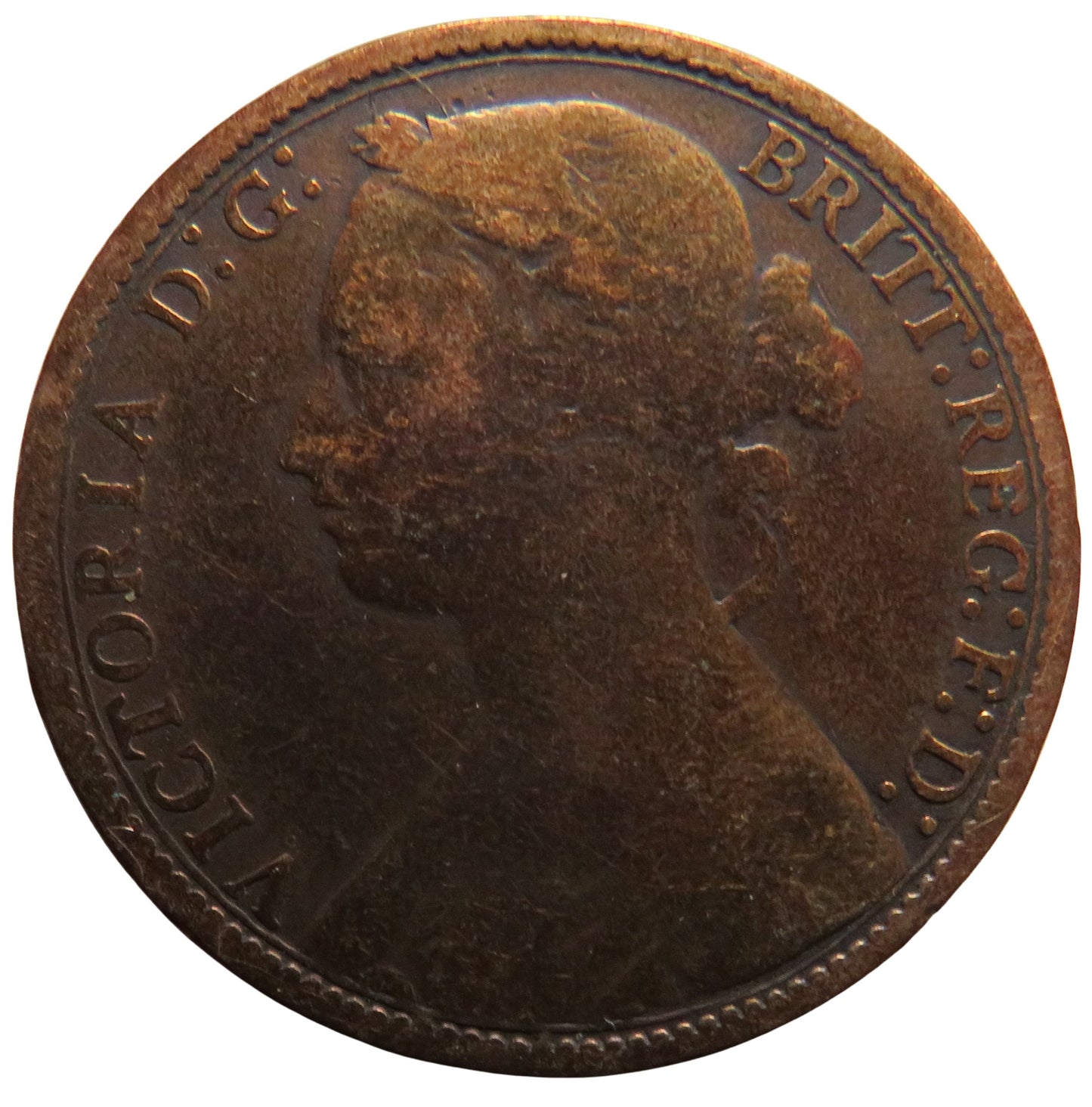 1879 Queen Victoria Bun Head One Penny Coin - Great Britain