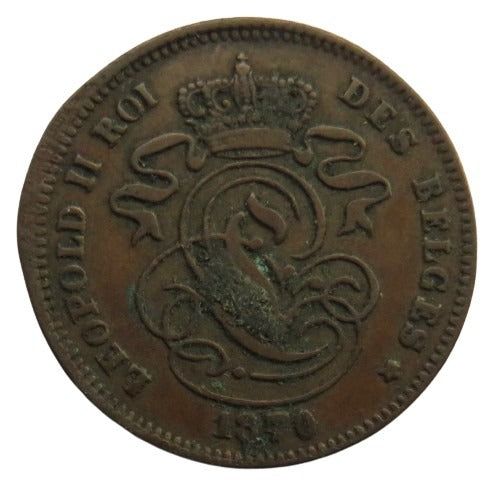 1870 Belgium 2 Centimes Coin