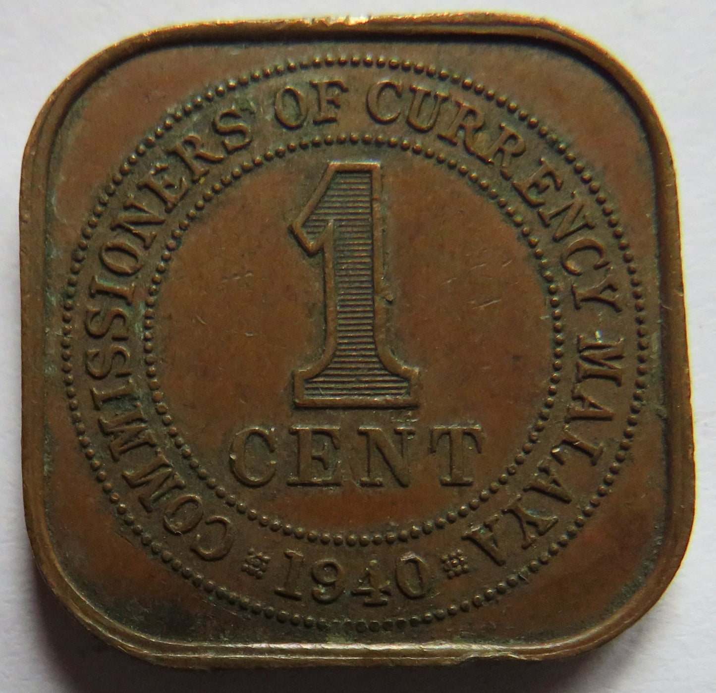 1940 King George VI Commissioners of Currency Malaya One Cent Coin