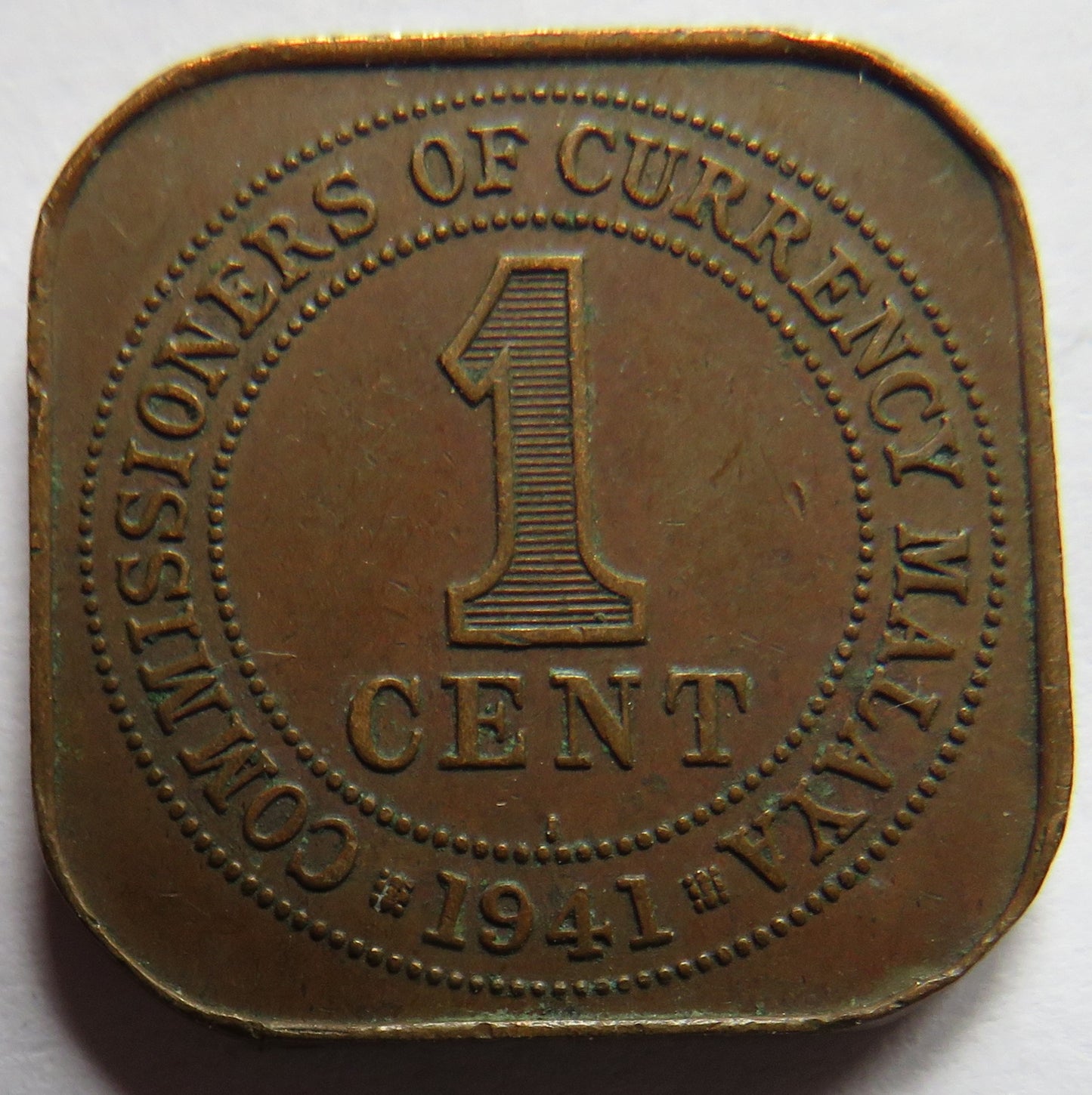 1941 King George VI Commissioners of Currency Malaya One Cent Coin