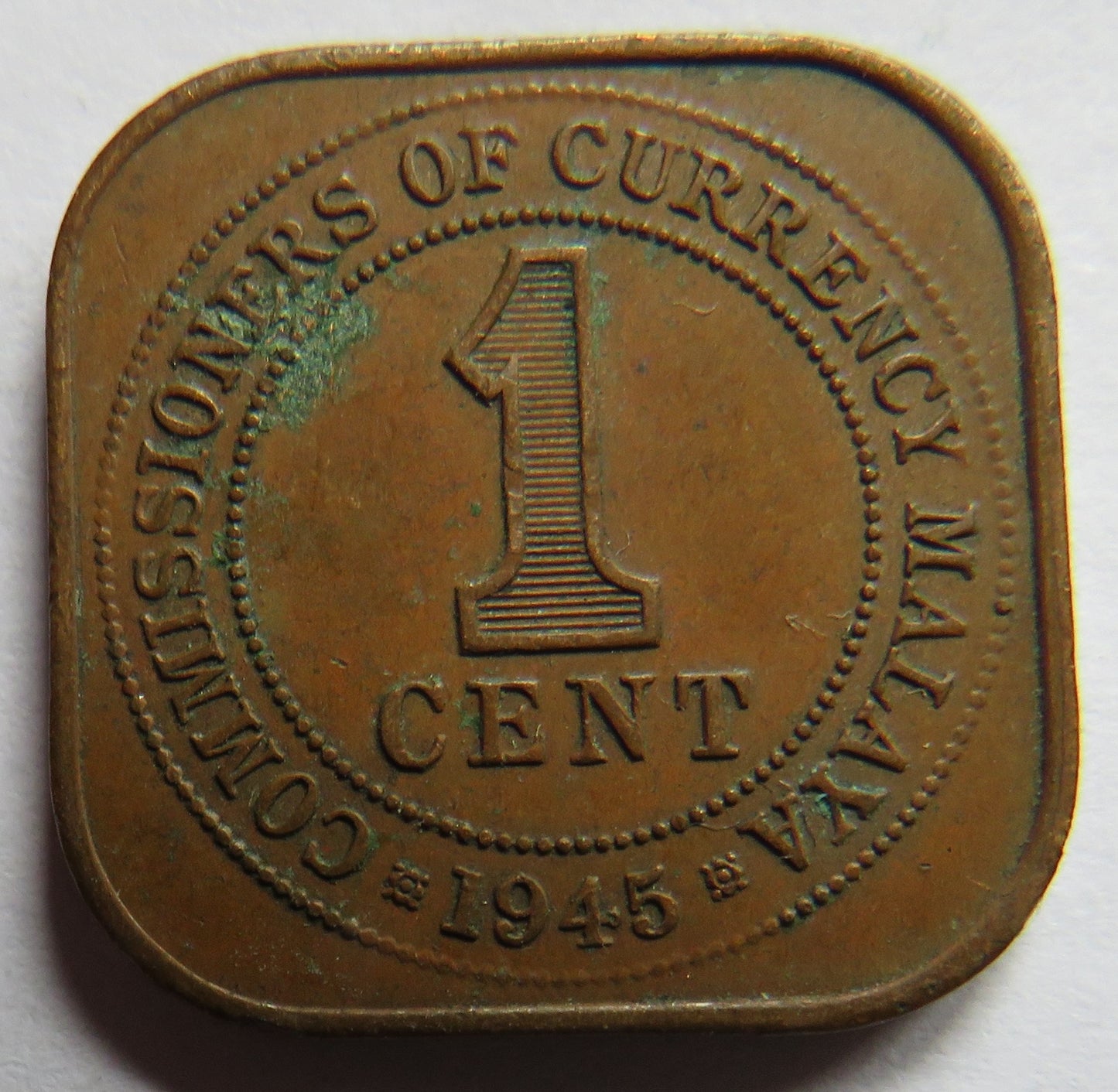1945 King George VI Commissioners of Currency Malaya One Cent Coin