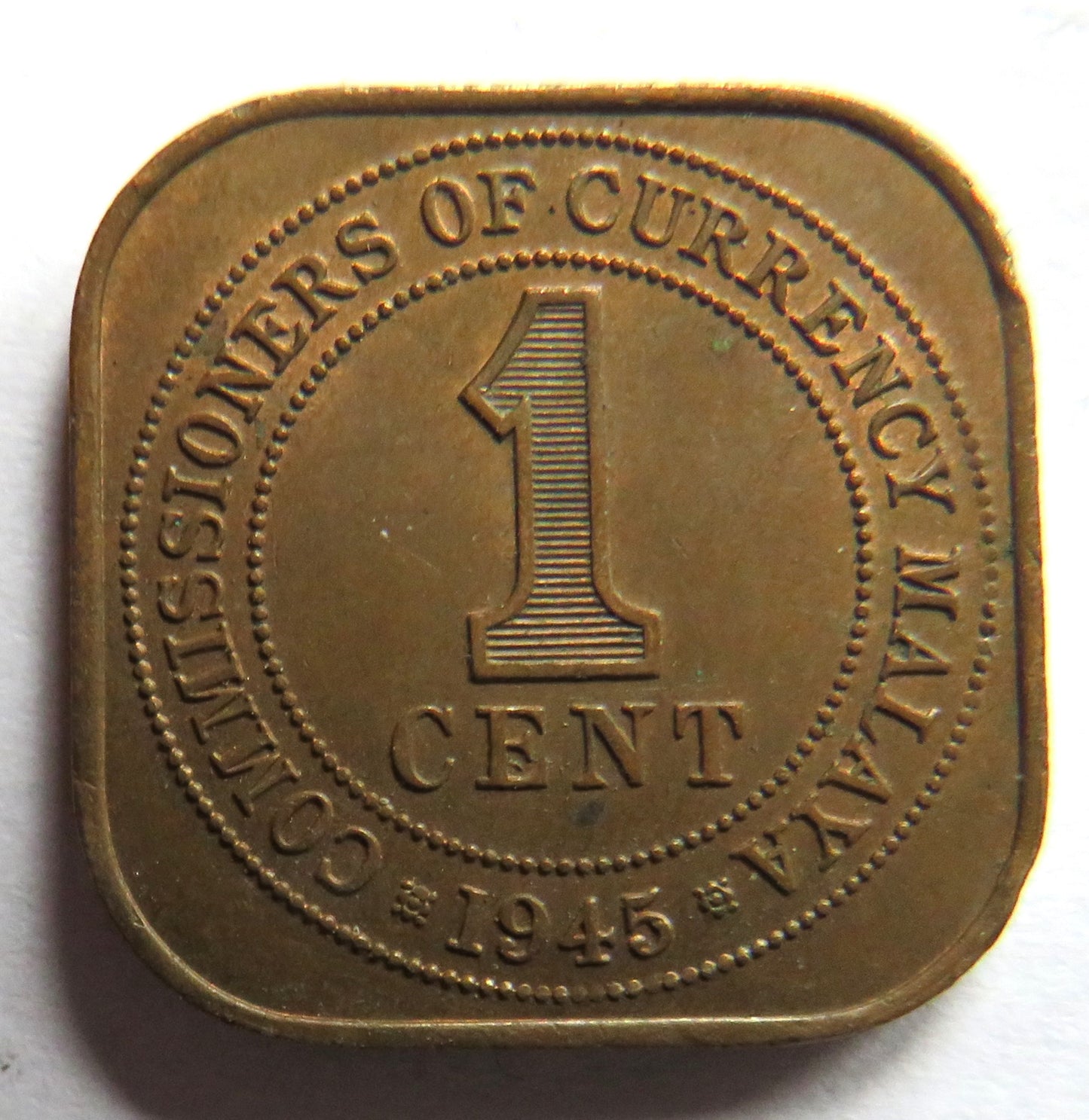 1945 King George VI Commissioners of Currency Malaya One Cent Coin