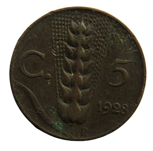 1928 Italy 5 Centesimi Coin