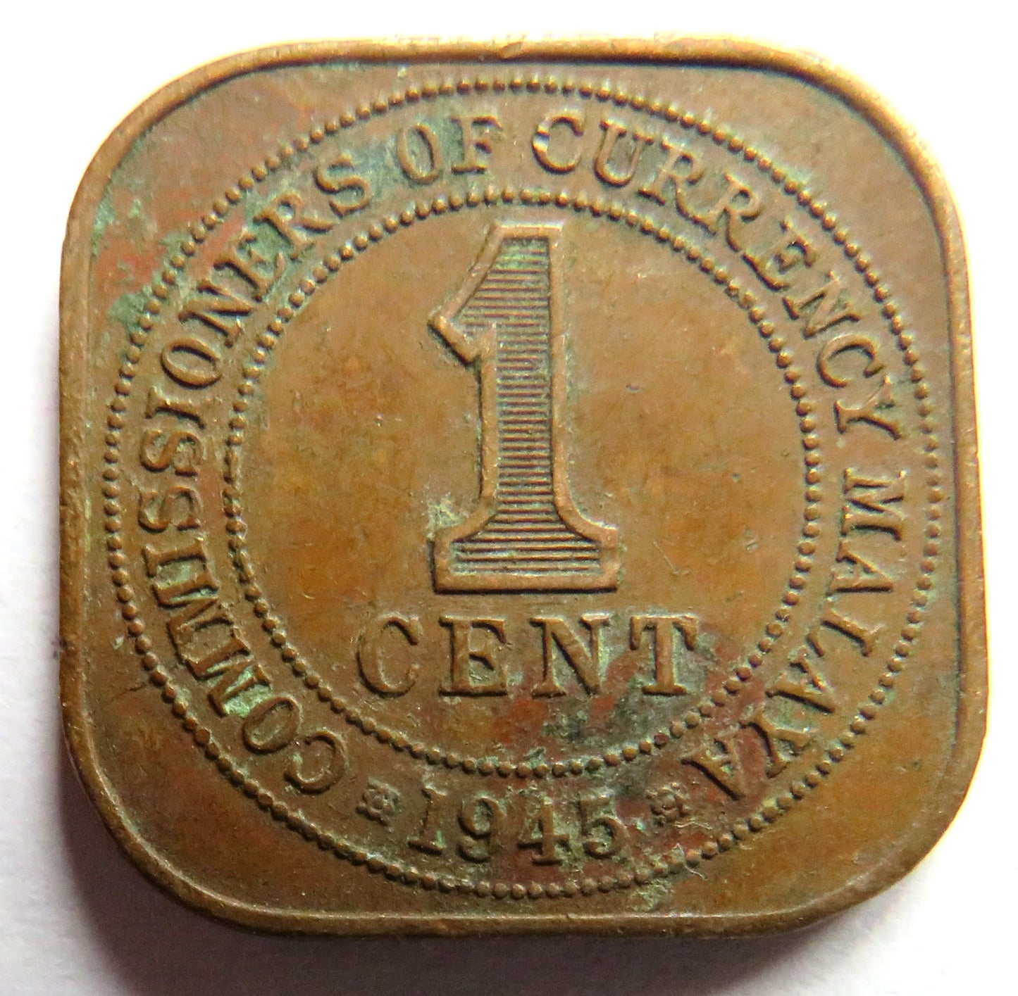1945 King George VI Commissioners of Currency Malaya One Cent Coin