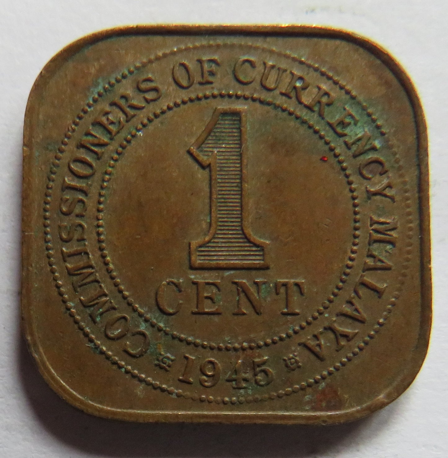1945 King George VI Commissioners of Currency Malaya One Cent Coin