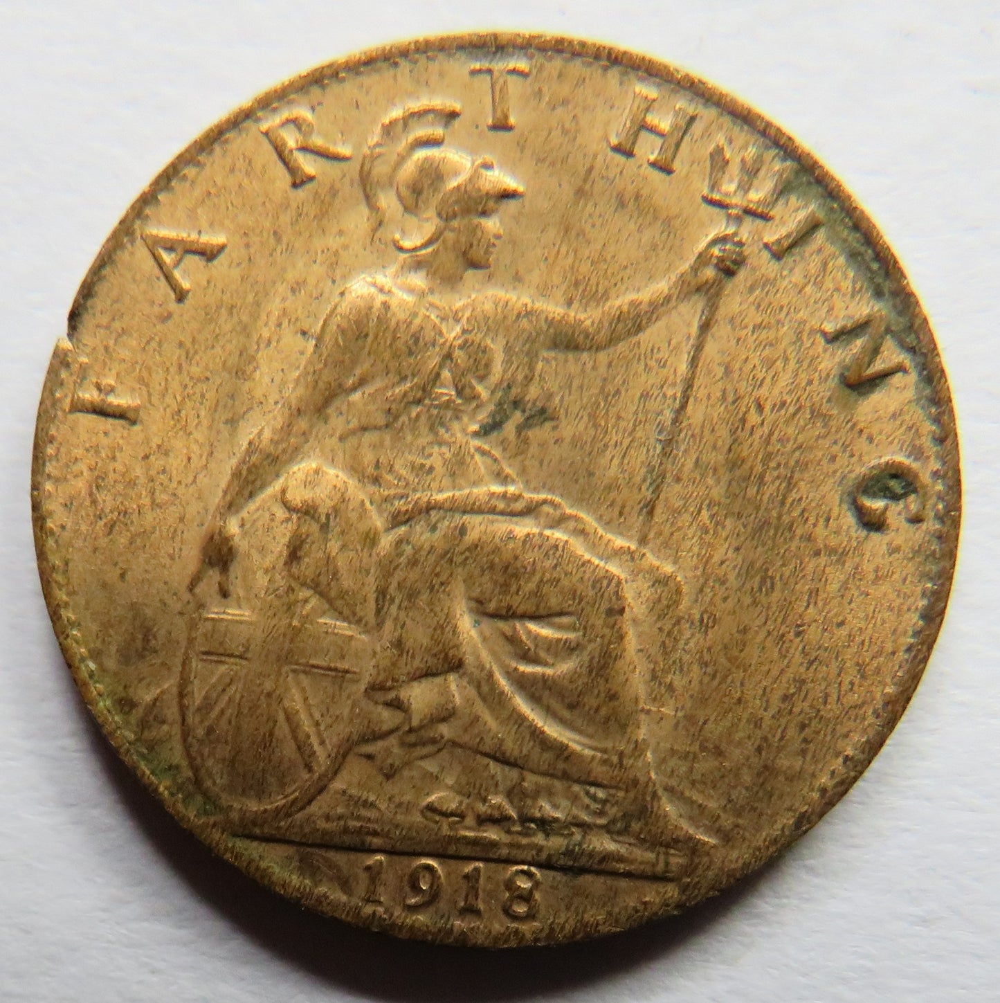 1918 King George V Farthing Coin In High Grade - Great Britain
