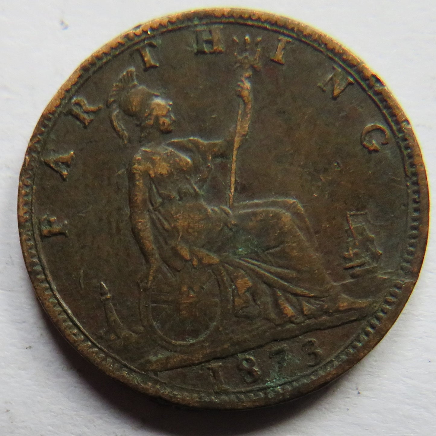 1873 Queen Victoria Bun Head Farthing Coin - Great Britain