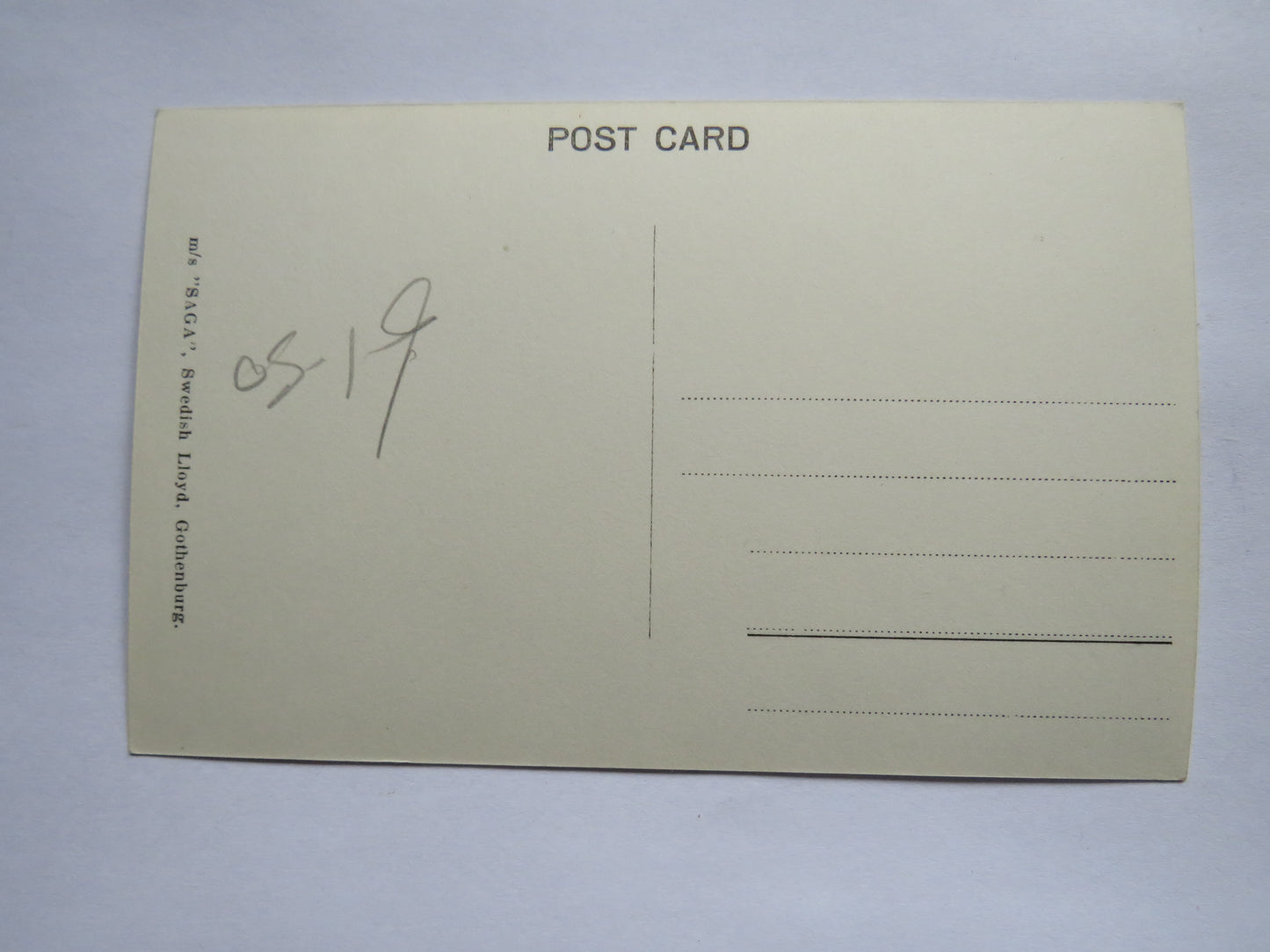 Vintage Shipping Postcard of M/S Saga