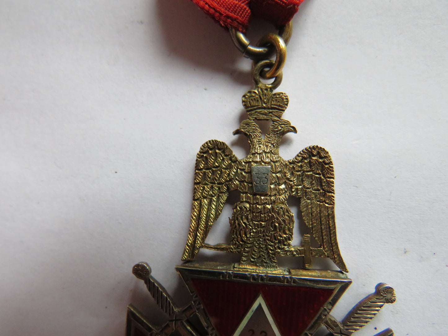 Antique Masonic Silver, Gold & Enamelled Jewel 33rd Degree Scottish Rite