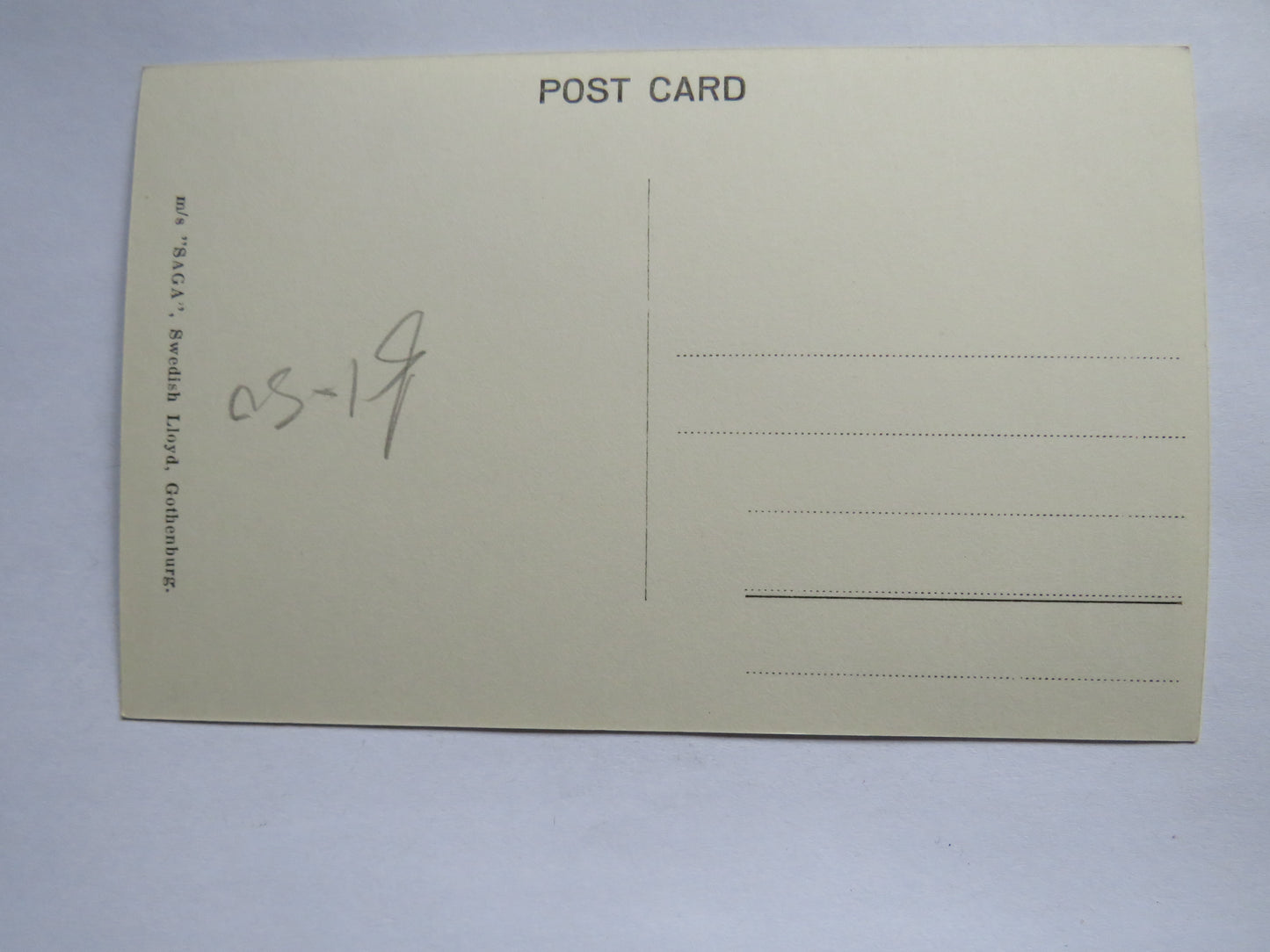 Vintage Shipping Postcard of m/s Saga