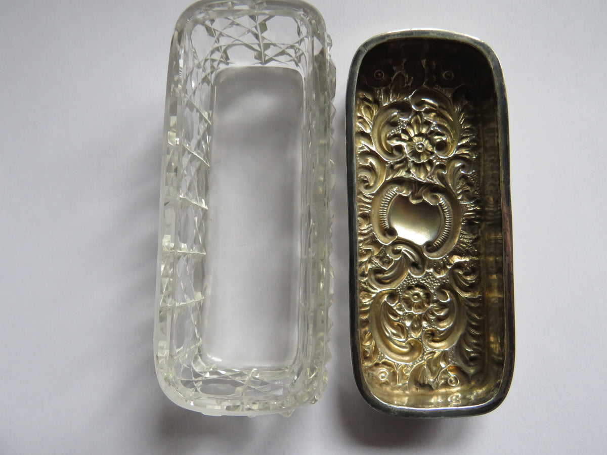 Antique Sterling Silver Lidded Glass Box Hallmarked Chester 1899