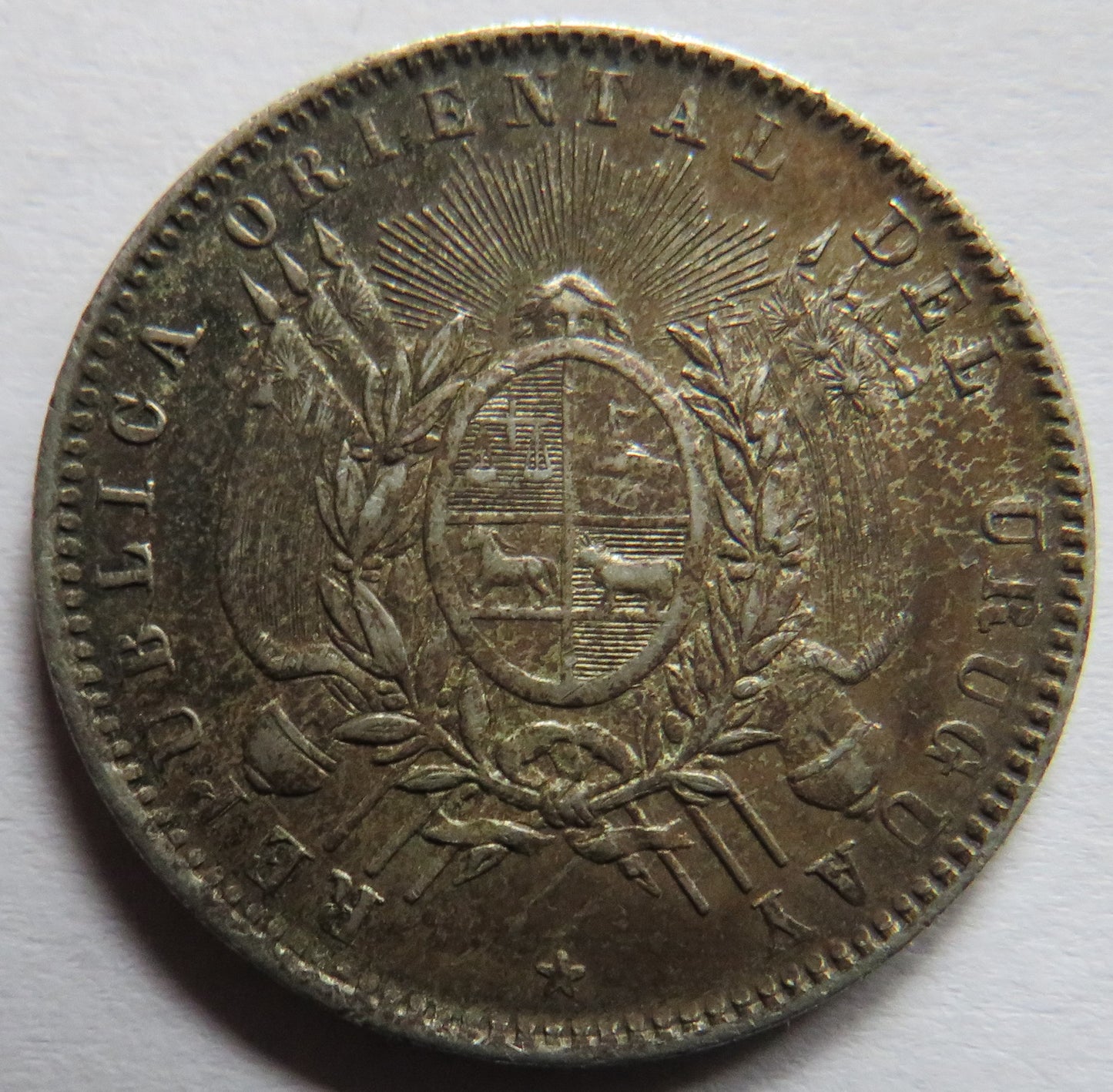 1893 Uruguay Silver 20 Centesimos Coin In Higher Grade