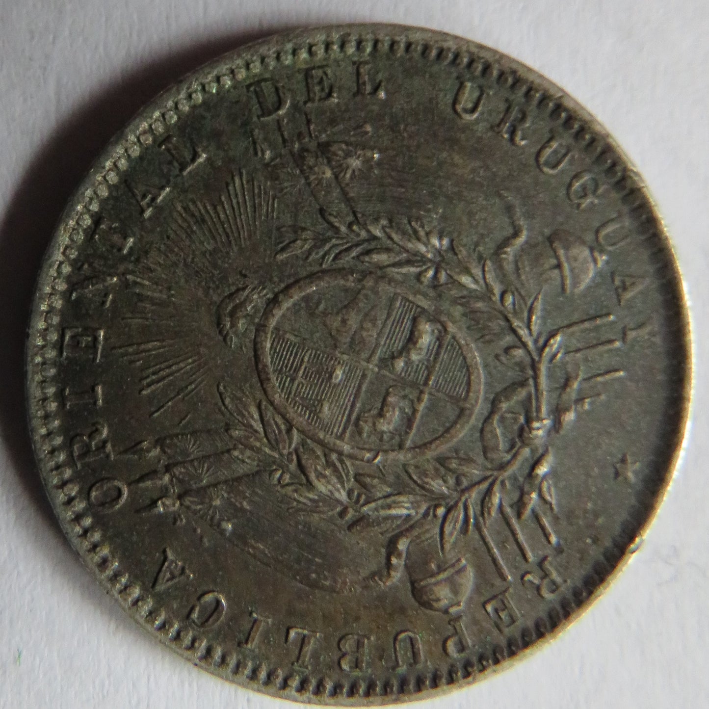 1893 Uruguay Silver 20 Centesimos Coin In Higher Grade