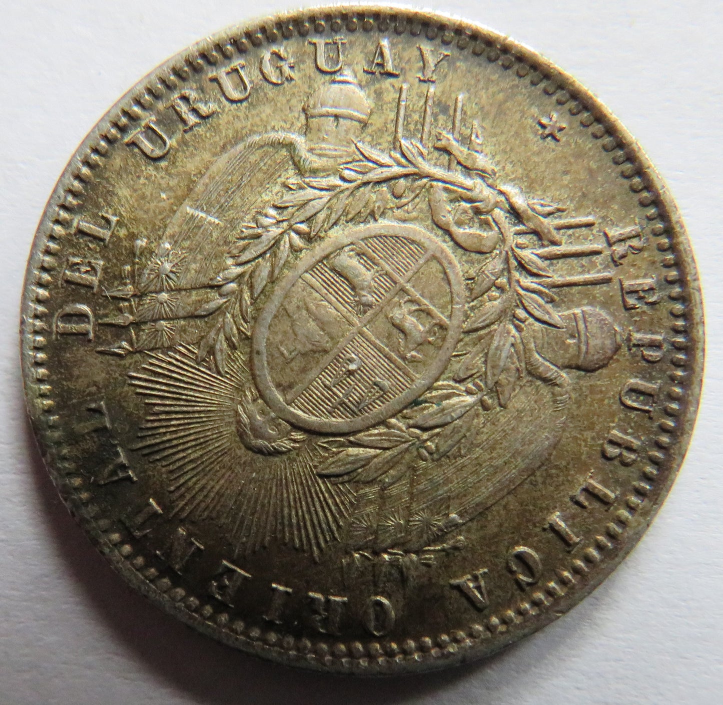 1893 Uruguay Silver 20 Centesimos Coin In Higher Grade