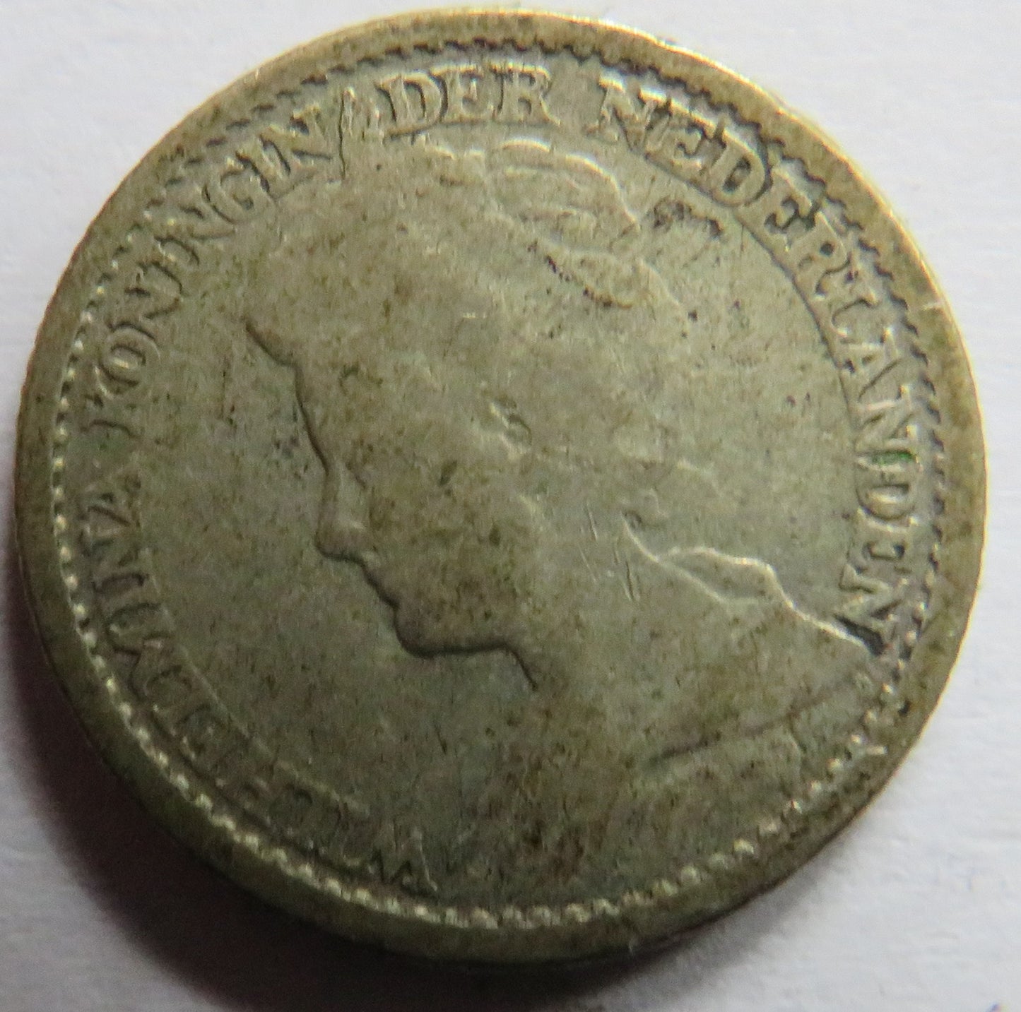 1913 Netherlands Silver 25 Cents Coin