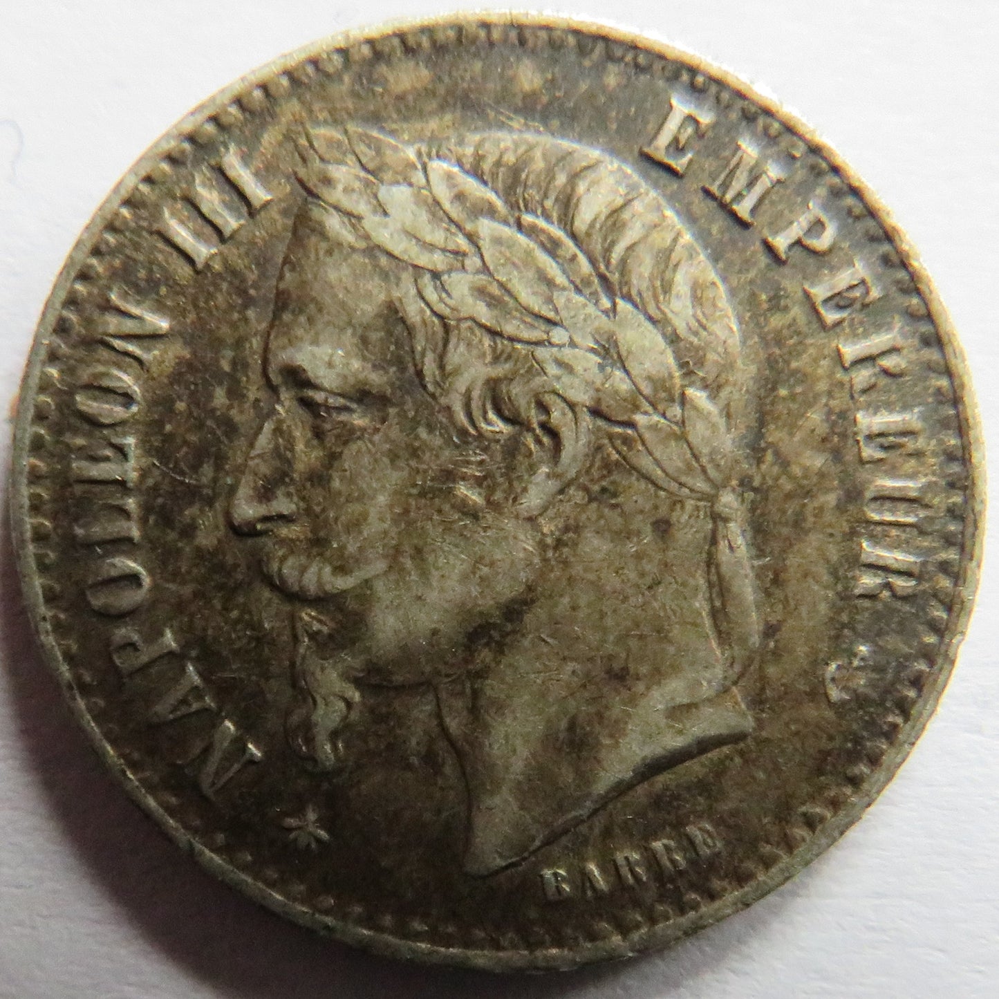 1867-A France Napoleon III Silver 50 Centimes Coin