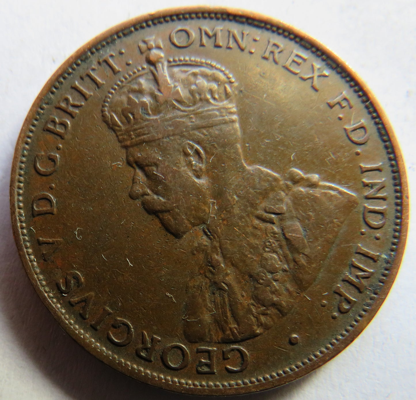 1934 King George V Australia One Penny Coin