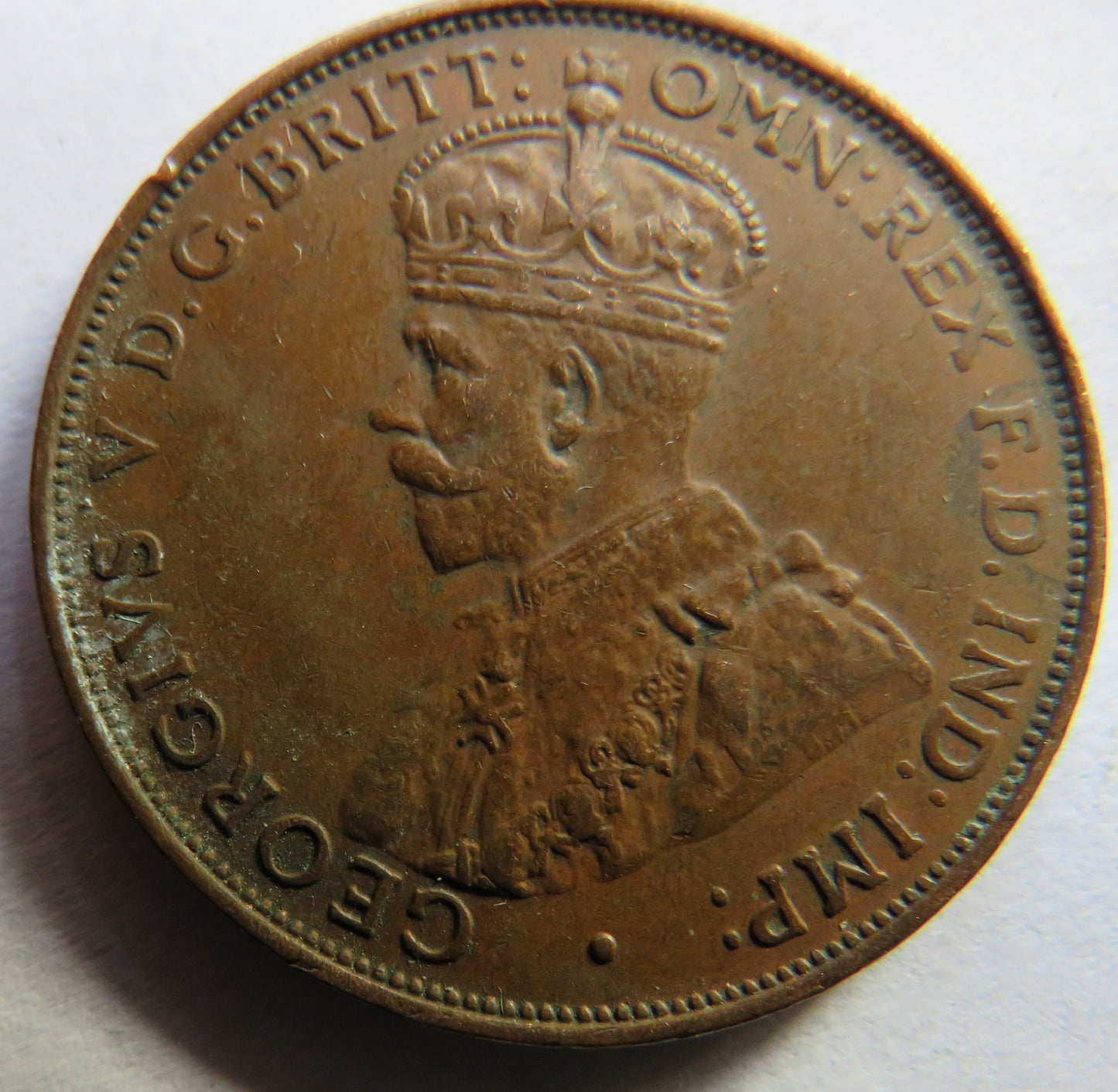 1936 King George V Australia One Penny Coin