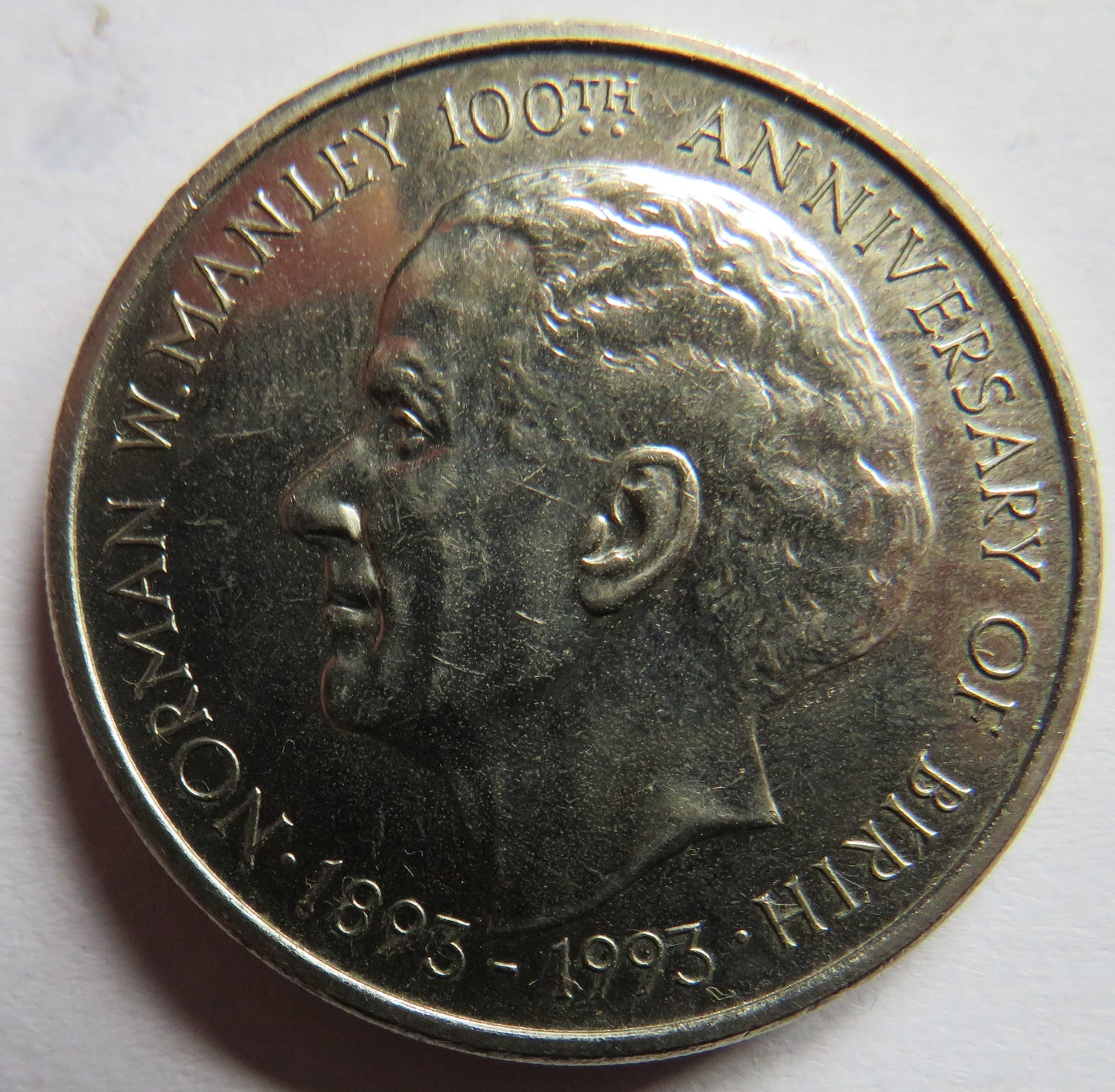 1993 Jamaica $5 Five Dollars Coin Norman W. Manley 100th Anniversary