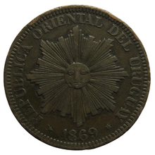 Load image into Gallery viewer, 1869 Uruguay 4 Centesimos Coin
