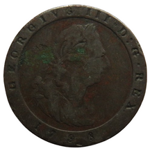 Load image into Gallery viewer, 1798 King George III Isle of Man One Penny Coin
