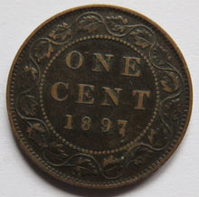 Load image into Gallery viewer, 1897 Queen Victoria Canada One Cent Coin
