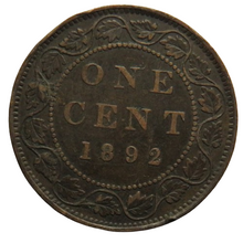 Load image into Gallery viewer, 1892 Queen Victoria Canada One Cent Coin
