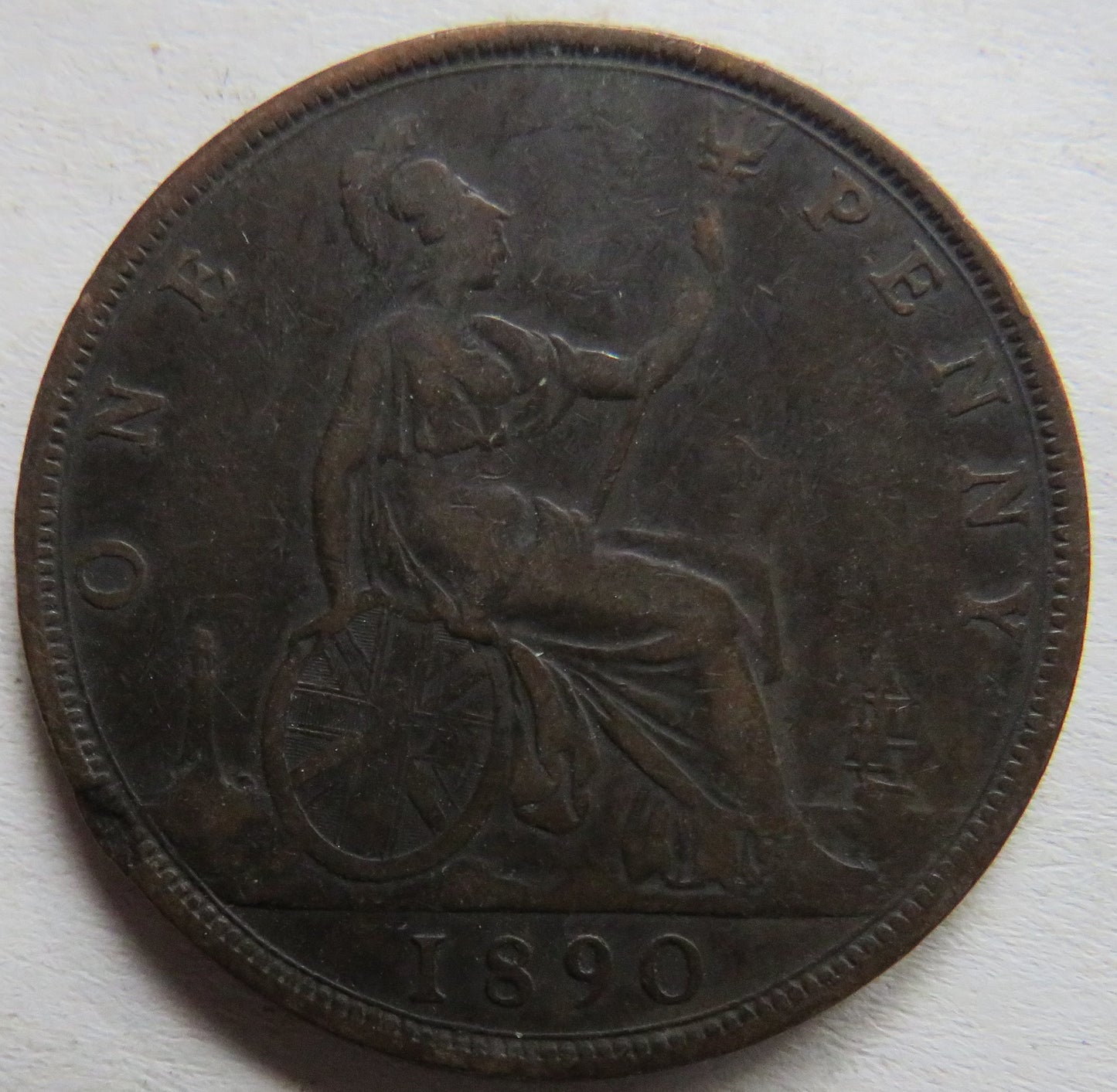 1890 Queen Victoria Bun Head One Penny Coin - Great Britain