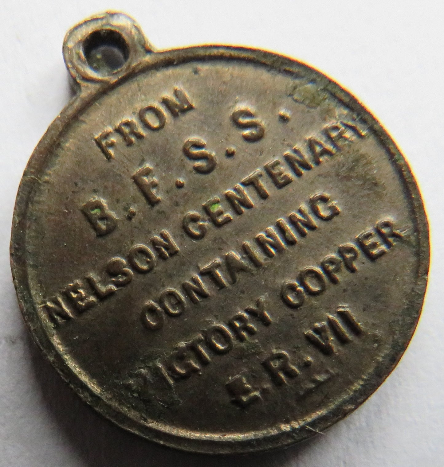 1905 Small Commemorative Medal Nelson Centenary Containing Victory Copper