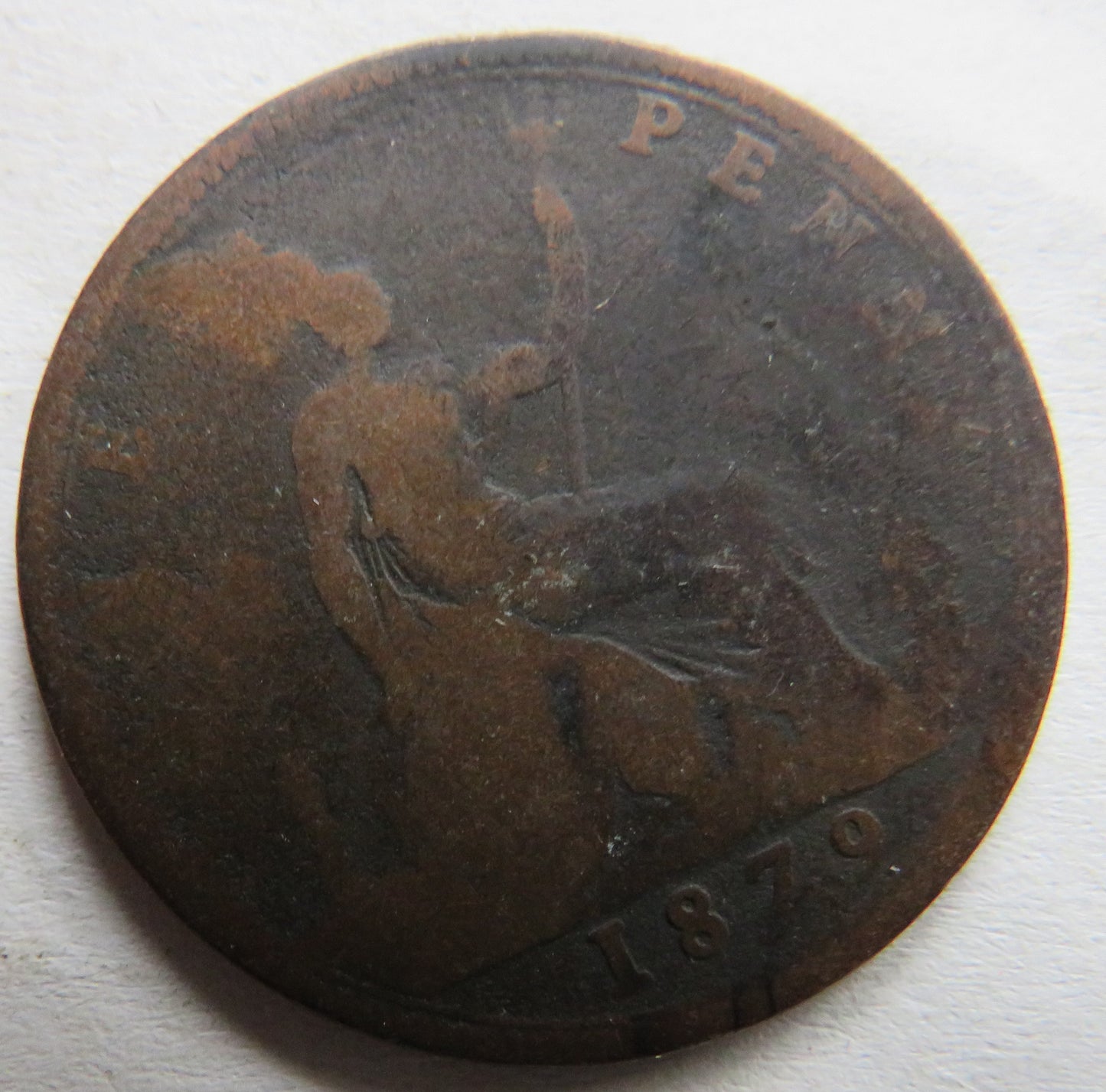 1879 Queen Victoria Bun Head One Penny Coin - Great Britain