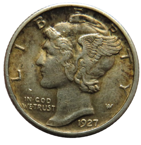 1927 USA Silver Mercury Dime Coin In Nice Grade