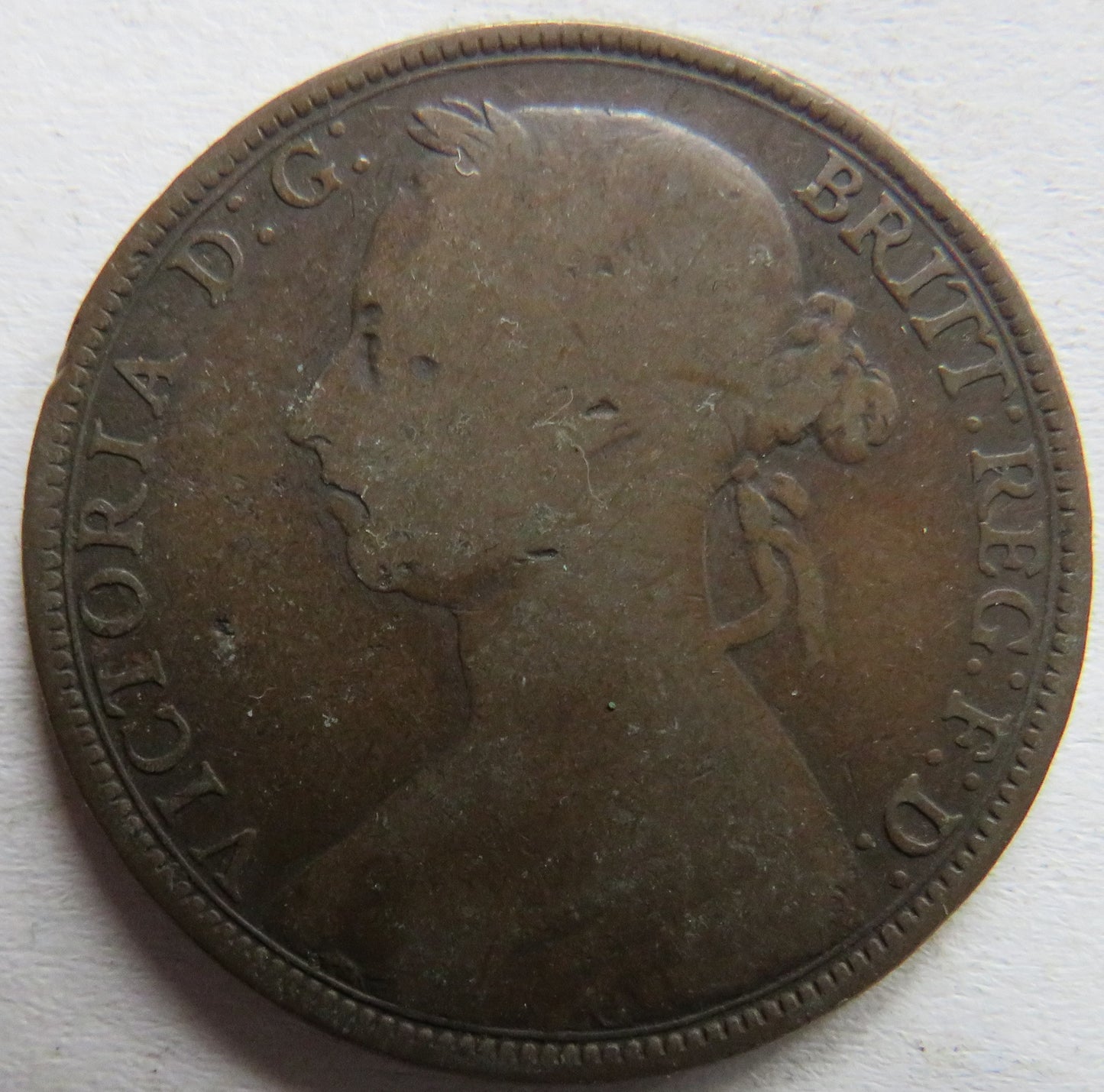 1891 Queen Victoria Bun Head One Penny Coin - Great Britain