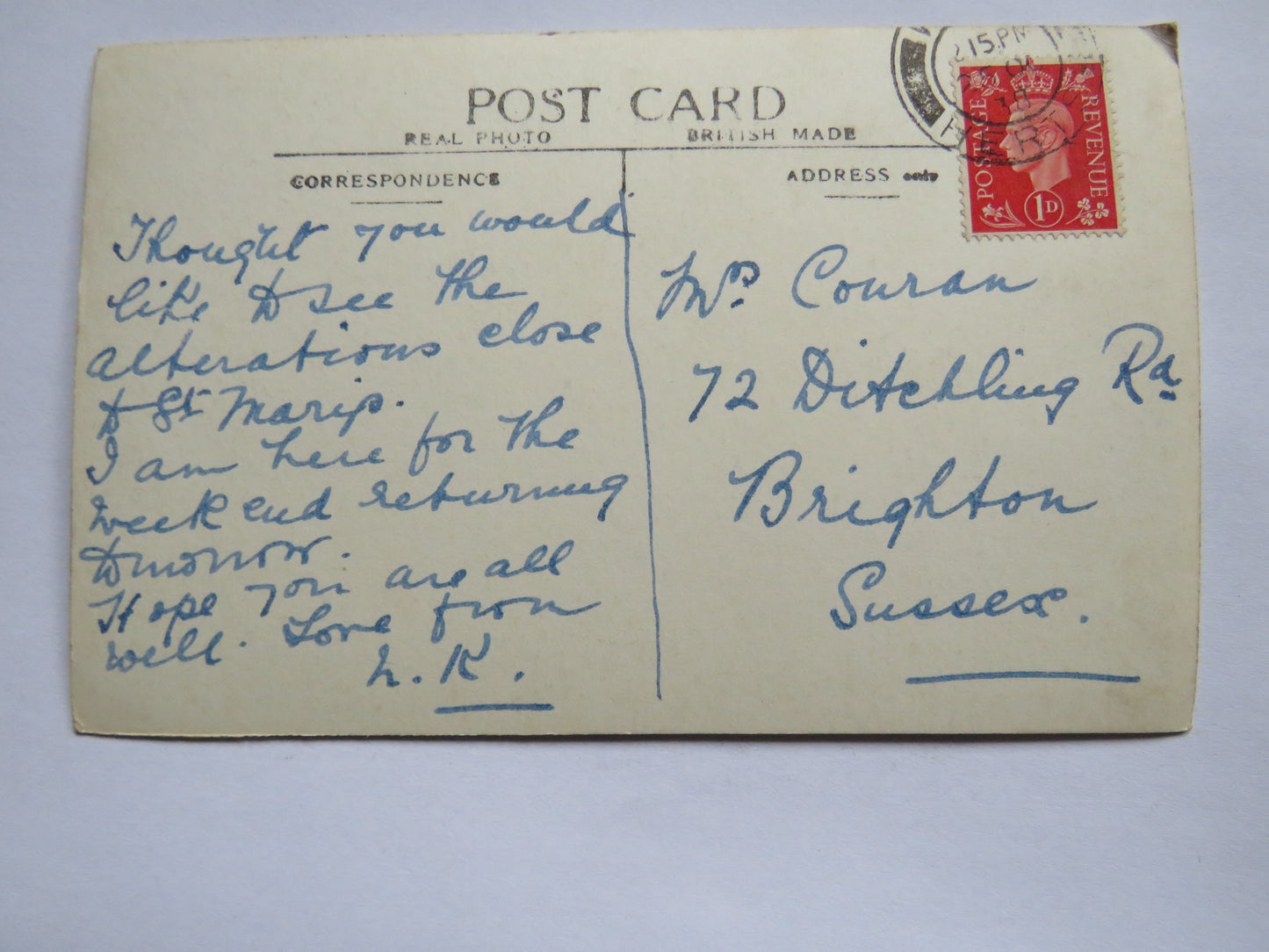 Vintage Postcard of Parish Church, Ware 1938