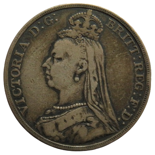 1892 Queen Victoria Jubilee Head Silver Crown Coin - Great Britain