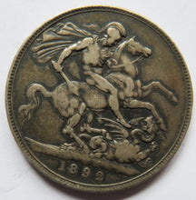 Load image into Gallery viewer, 1892 Queen Victoria Jubilee Head Silver Crown Coin - Great Britain
