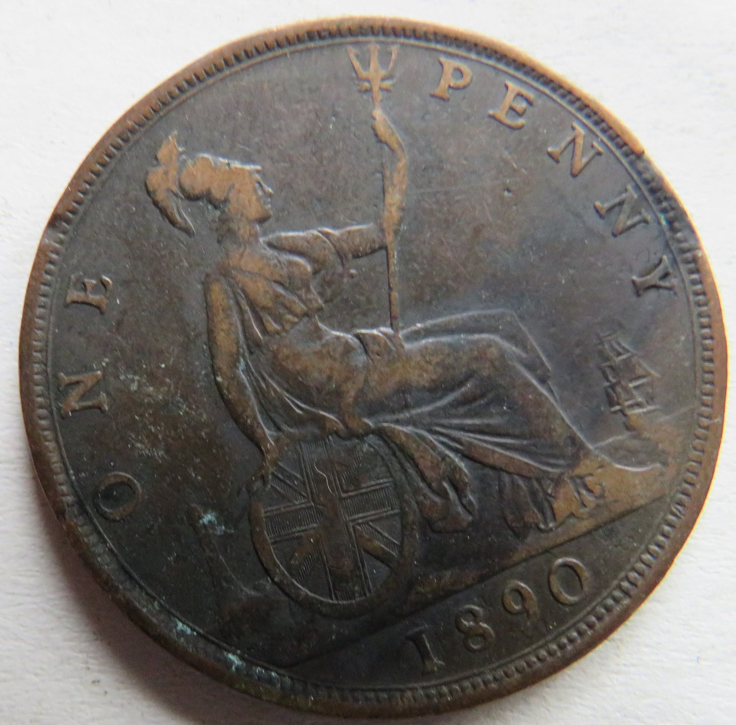 1890 Queen Victoria Bun Head One Penny Coin - Great Britain
