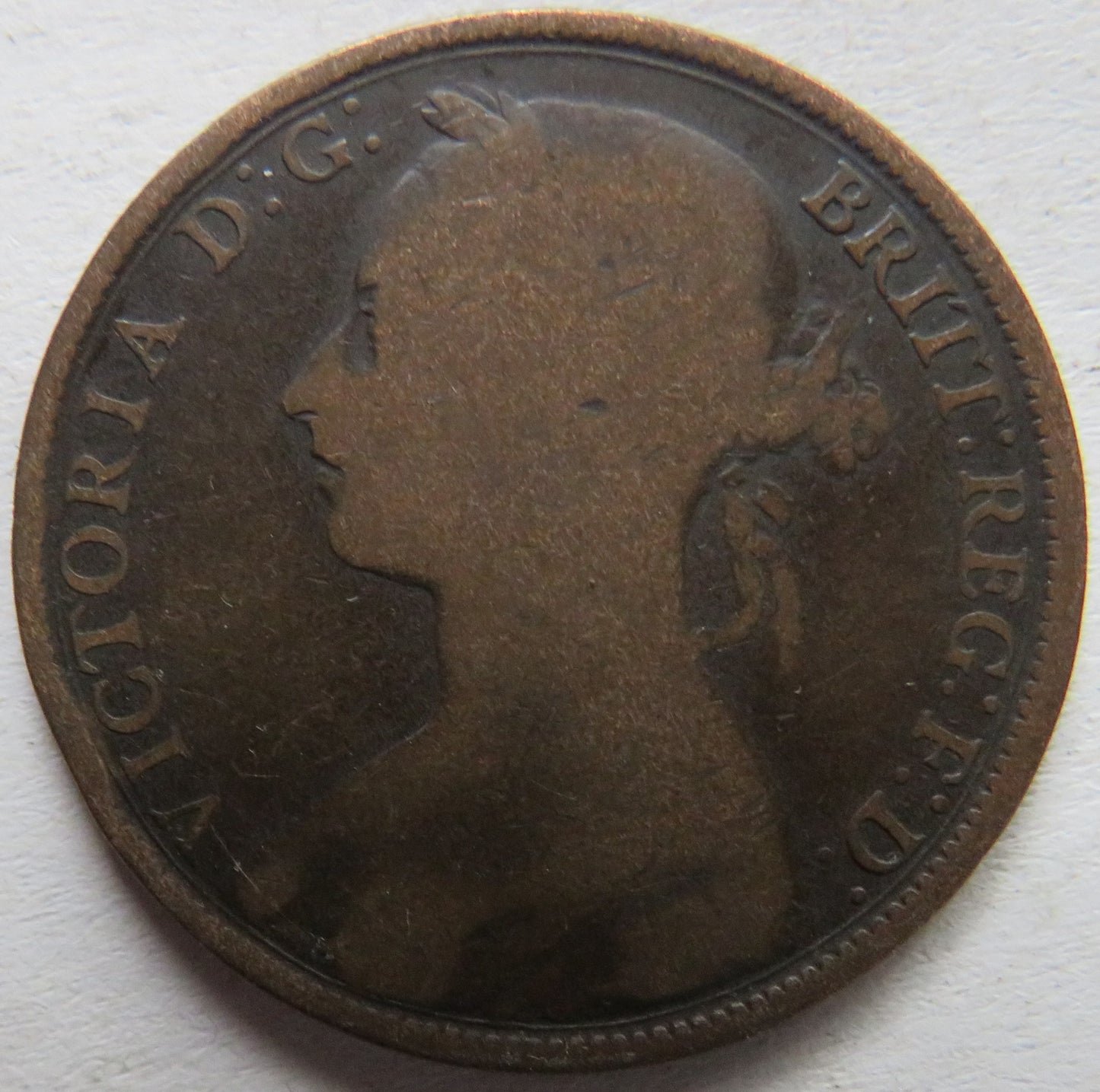 1894 Queen Victoria Bun Head One Penny Coin - Great Britain
